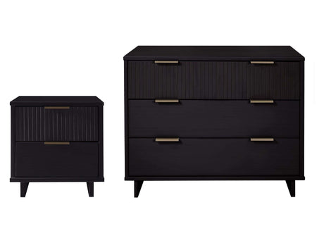 Granville 2-Piece Standard Dresser and Nightstand Set in Black by Manhattan Comfort at Eve Furniture