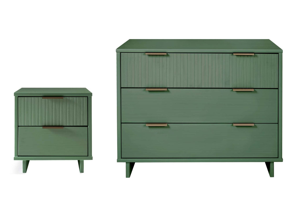 Granville 2-Piece Standard Dresser and Nightstand Set in Sage Green by Manhattan Comfort at Eve Furniture