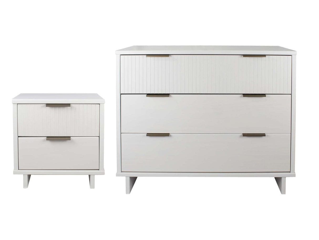 Granville 2-Piece Standard Dresser and Nightstand Set in White by Manhattan Comfort at Eve Furniture