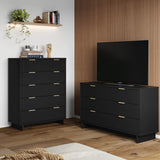 Granville 2-Piece Tall Chest and Double Dresser Set in Black by Manhattan Comfort at Eve Furniture