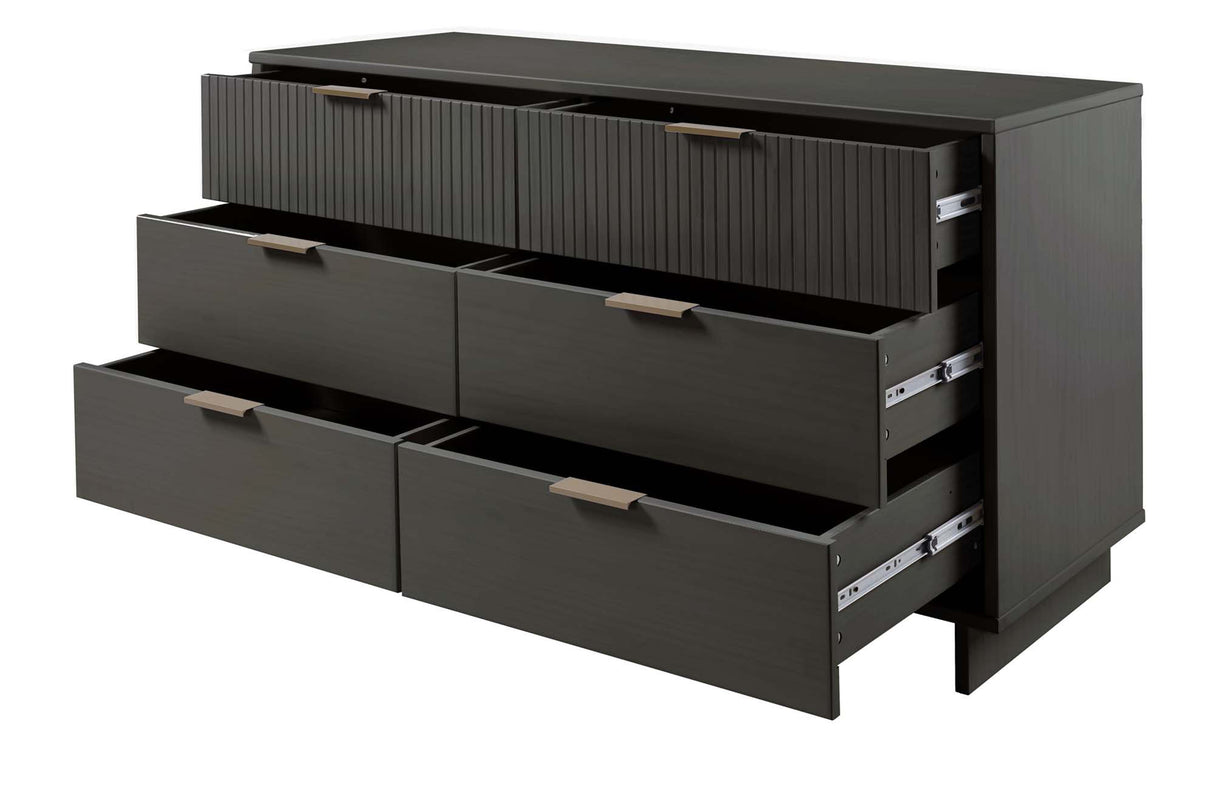 Granville 2-Piece Tall Chest and Double Dresser Set in Dark Grey by Manhattan Comfort at Eve Furniture