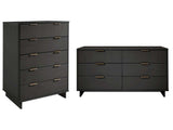 Granville 2-Piece Tall Chest and Double Dresser Set in Dark Grey by Manhattan Comfort at Eve Furniture