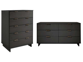 Granville 2-Piece Tall Chest and Double Dresser Set in Dark Grey by Manhattan Comfort at Eve Furniture