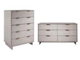 Granville 2-Piece Tall Chest and Double Dresser Set in Light Grey by Manhattan Comfort at Eve Furniture