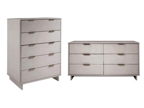 Granville 2-Piece Tall Chest and Double Dresser Set in Light Grey by Manhattan Comfort at Eve Furniture