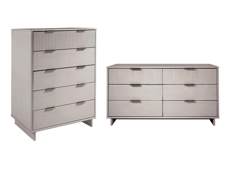 Granville 2-Piece Tall Chest and Double Dresser Set in Light Grey by Manhattan Comfort at Eve Furniture