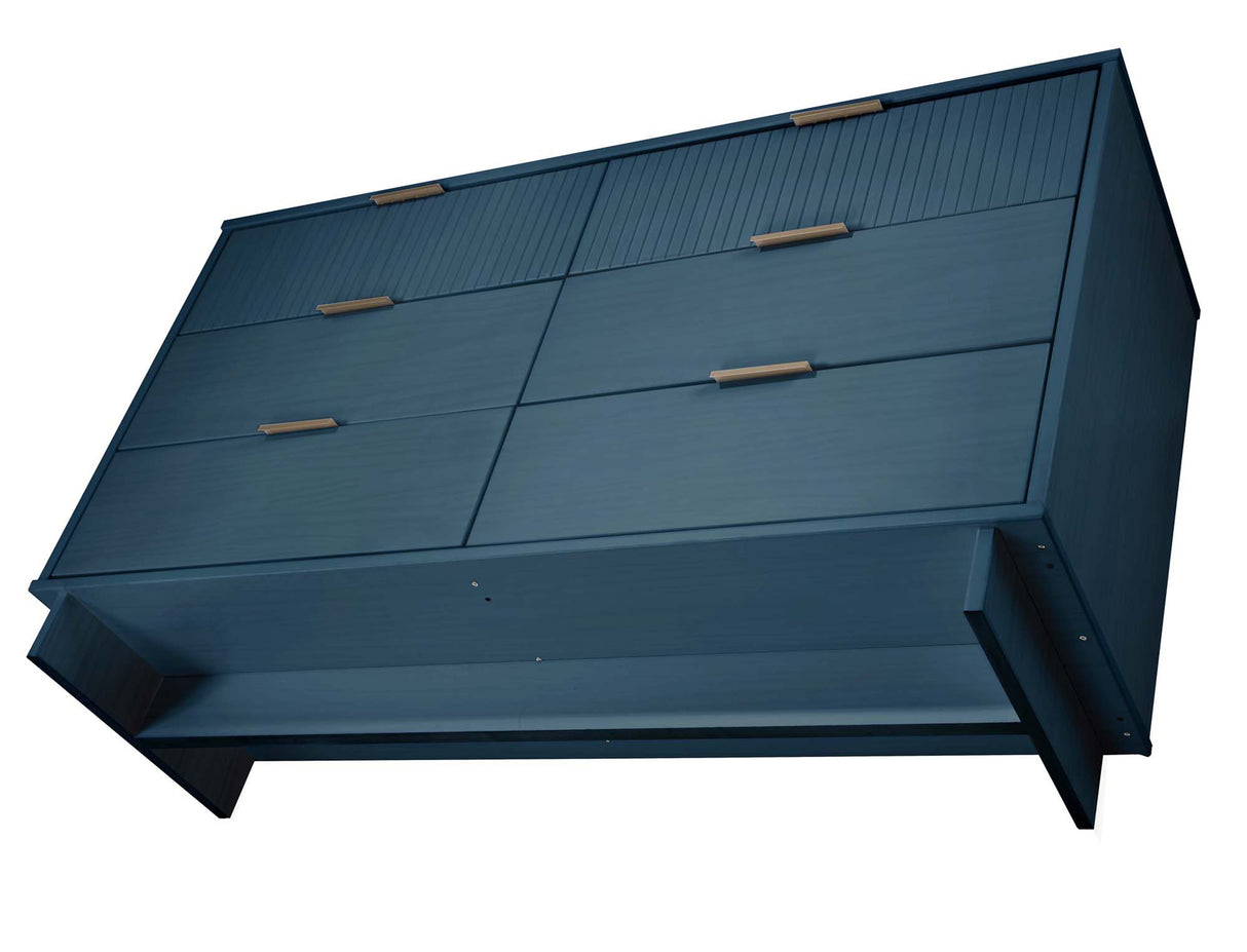Granville 2-Piece Tall Chest and Double Dresser Set in Midnight Blue by Manhattan Comfort at Eve Furniture