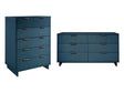 Granville 2-Piece Tall Chest and Double Dresser Set in Midnight Blue by Manhattan Comfort at Eve Furniture