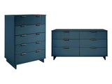 Granville 2-Piece Tall Chest and Double Dresser Set in Midnight Blue by Manhattan Comfort at Eve Furniture