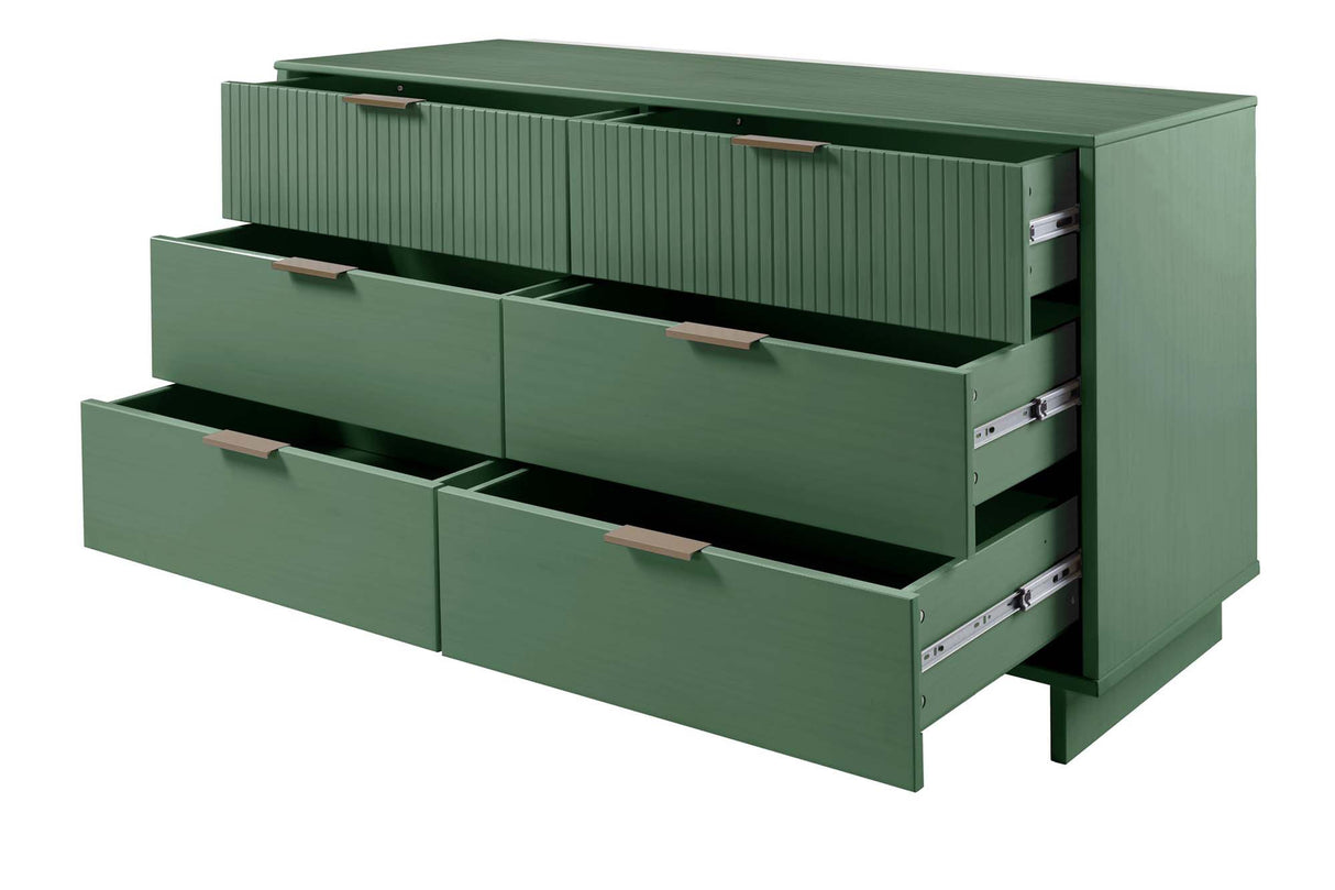 Granville 2-Piece Tall Chest and Double Dresser Set in Sage Green by Manhattan Comfort at Eve Furniture