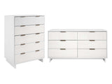 Granville 2-Piece Tall Chest and Double Dresser Set in White by Manhattan Comfort at Eve Furniture