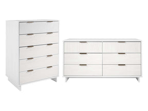 Granville 2-Piece Tall Chest and Double Dresser Set in White by Manhattan Comfort at Eve Furniture