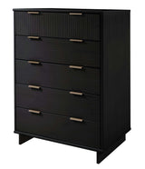 Granville 2-Piece Tall Chest and Standard Dresser Set in Black by Manhattan Comfort at Eve Furniture