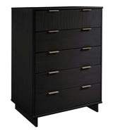 Granville 2-Piece Tall Chest and Standard Dresser Set in Black by Manhattan Comfort at Eve Furniture