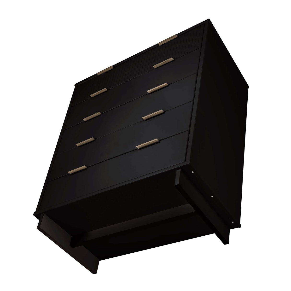 Granville 2-Piece Tall Chest and Standard Dresser Set in Black by Manhattan Comfort at Eve Furniture