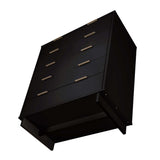 Granville 2-Piece Tall Chest and Standard Dresser Set in Black by Manhattan Comfort at Eve Furniture