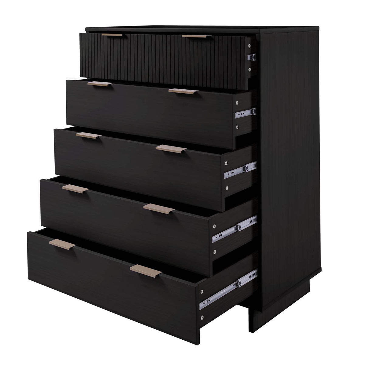 Granville 2-Piece Tall Chest and Standard Dresser Set in Black by Manhattan Comfort at Eve Furniture