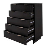 Granville 2-Piece Tall Chest and Standard Dresser Set in Black by Manhattan Comfort at Eve Furniture