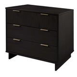 Granville 2-Piece Tall Chest and Standard Dresser Set in Black by Manhattan Comfort at Eve Furniture