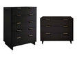 Granville 2-Piece Tall Chest and Standard Dresser Set in Black by Manhattan Comfort at Eve Furniture
