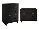 Granville 2-Piece Tall Chest and Standard Dresser Set in Black by Manhattan Comfort at Eve Furniture