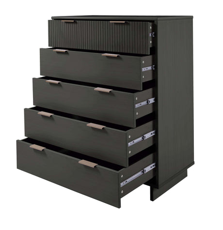 Granville 2-Piece Tall Chest and Standard Dresser Set in Dark Grey by Manhattan Comfort at Eve Furniture