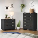 Granville 2-Piece Tall Chest and Standard Dresser Set in Dark Grey by Manhattan Comfort at Eve Furniture
