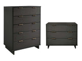 Granville 2-Piece Tall Chest and Standard Dresser Set in Dark Grey by Manhattan Comfort at Eve Furniture