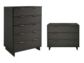 Granville 2-Piece Tall Chest and Standard Dresser Set in Dark Grey by Manhattan Comfort at Eve Furniture