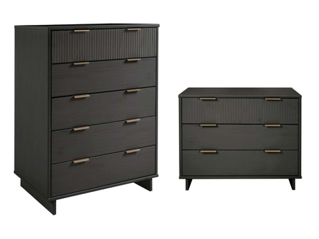 Granville 2-Piece Tall Chest and Standard Dresser Set in Dark Grey by Manhattan Comfort at Eve Furniture