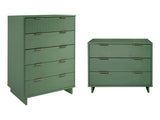 Granville 2-Piece Tall Chest and Standard Dresser Set in Sage Green by Manhattan Comfort at Eve Furniture
