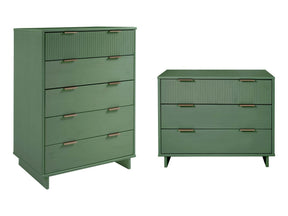 Granville 2-Piece Tall Chest and Standard Dresser Set in Sage Green by Manhattan Comfort at Eve Furniture