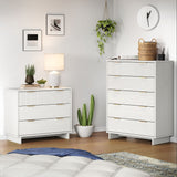 Granville 2-Piece Tall Chest and Standard Dresser Set in White by Manhattan Comfort at Eve Furniture