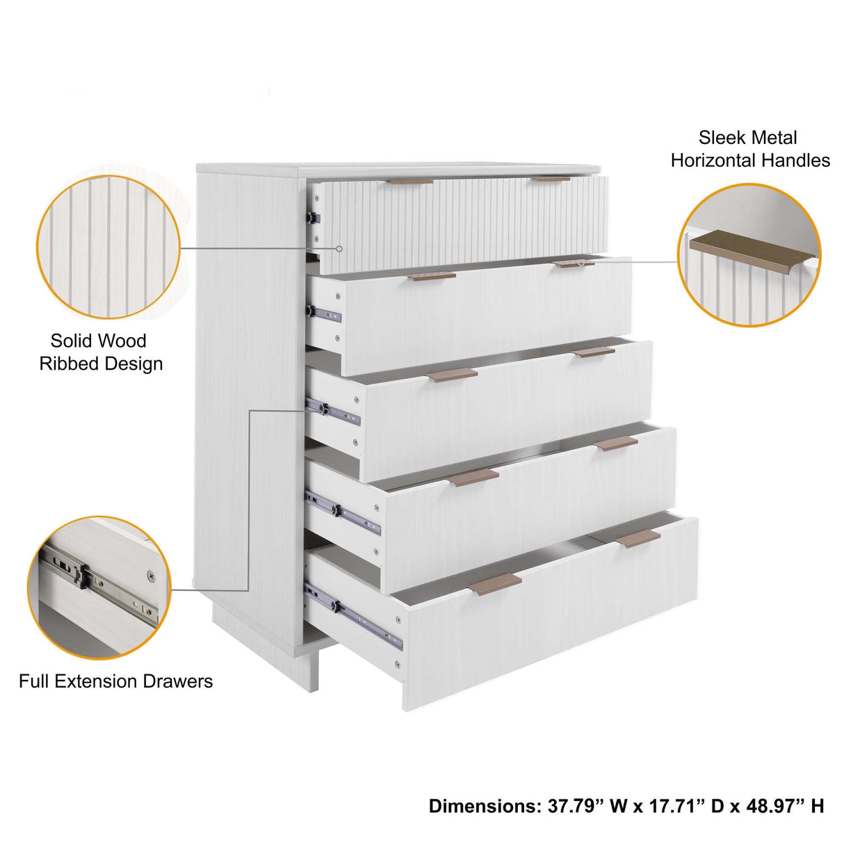 Granville 2-Piece Tall Chest and Standard Dresser Set in White by Manhattan Comfort at Eve Furniture