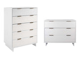 Granville 2-Piece Tall Chest and Standard Dresser Set in White by Manhattan Comfort at Eve Furniture
