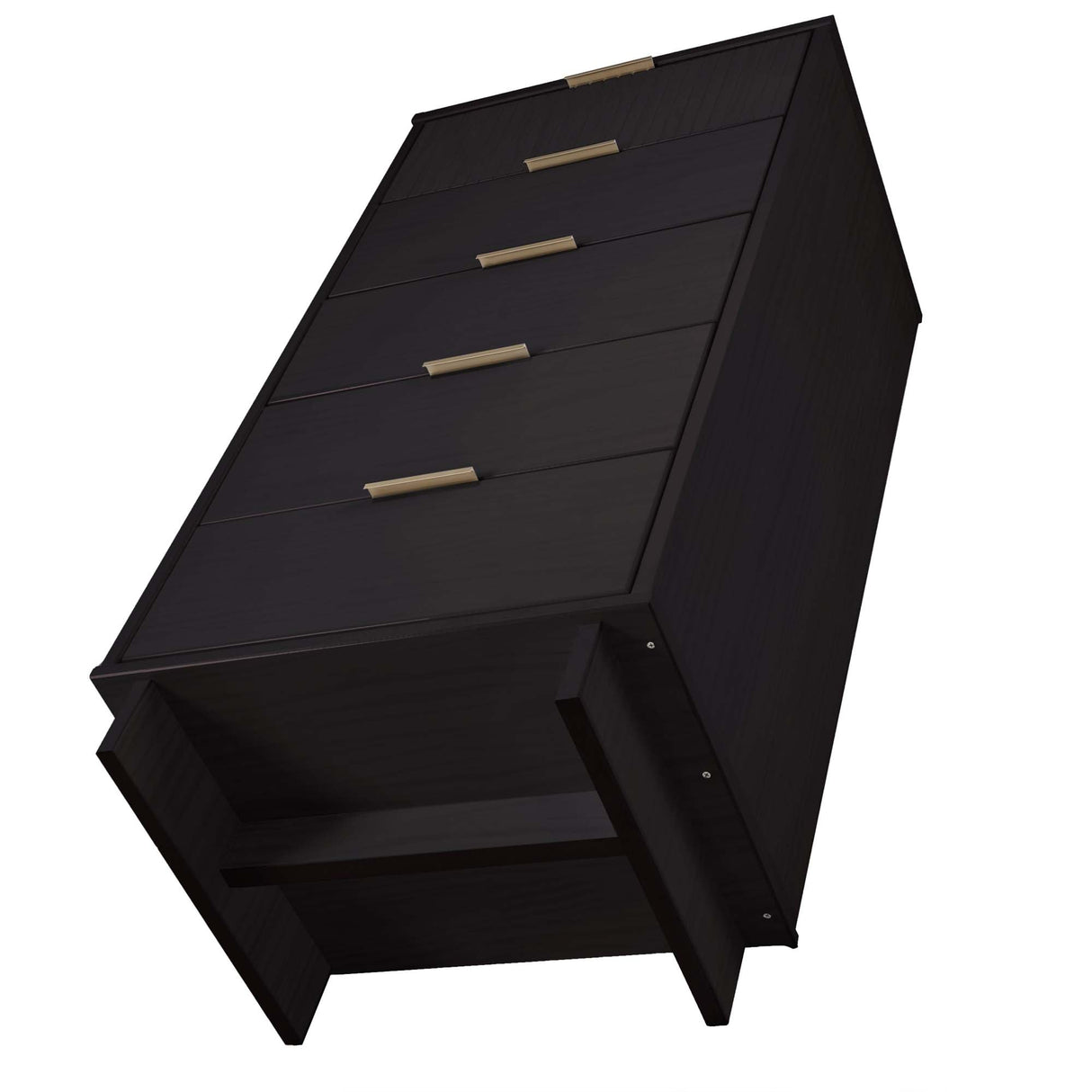 Granville 2-Piece Tall Narrow and Standard Dresser Set in Black by Manhattan Comfort at Eve Furniture