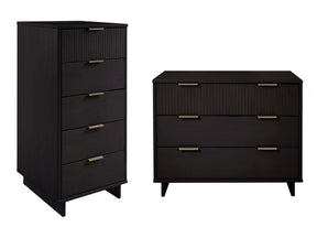 Granville 2-Piece Tall Narrow and Standard Dresser Set in Black by Manhattan Comfort at Eve Furniture
