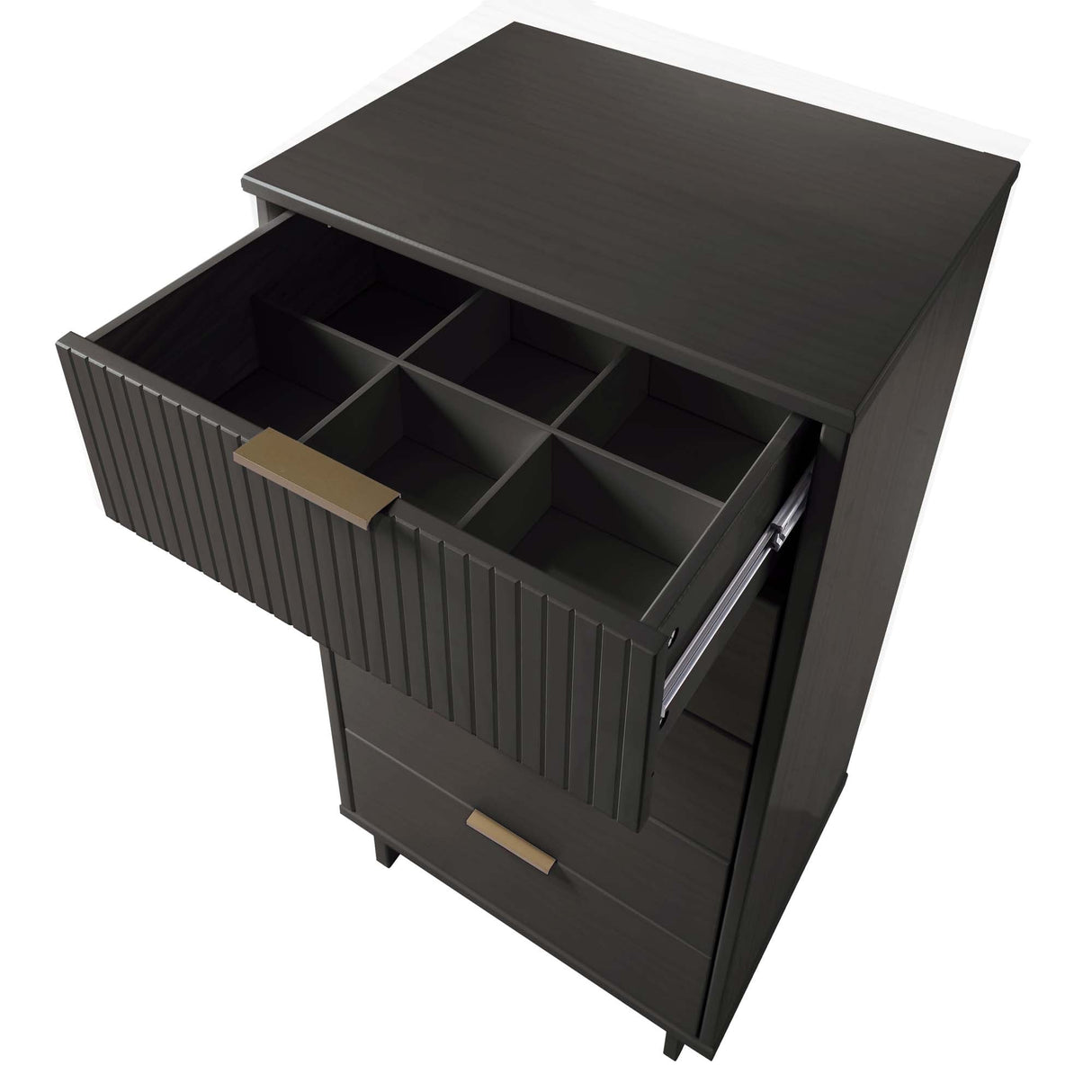 Granville 2-Piece Tall Narrow and Standard Dresser Set in Dark Grey by Manhattan Comfort at Eve Furniture