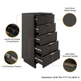 Granville 2-Piece Tall Narrow and Standard Dresser Set in Dark Grey by Manhattan Comfort at Eve Furniture