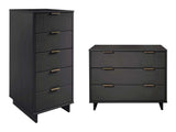 Granville 2-Piece Tall Narrow and Standard Dresser Set in Dark Grey by Manhattan Comfort at Eve Furniture
