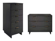 Granville 2-Piece Tall Narrow and Standard Dresser Set in Dark Grey by Manhattan Comfort at Eve Furniture