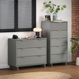 Granville 2-Piece Tall Narrow and Standard Dresser Set in Light Grey by Manhattan Comfort at Eve Furniture