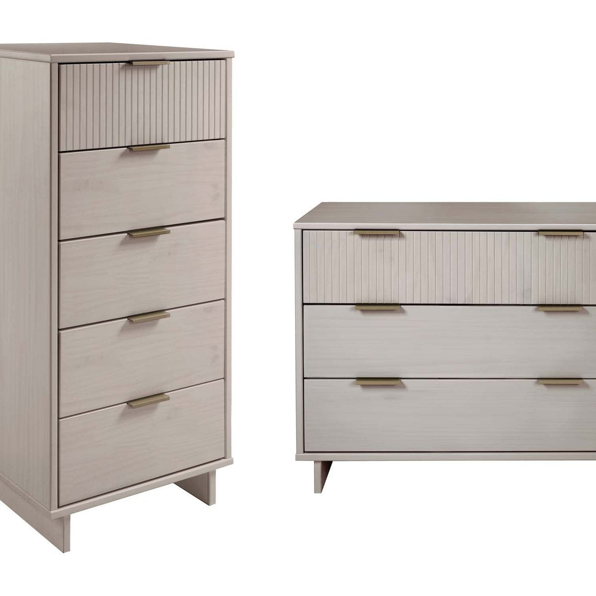 Granville 2-Piece Tall Narrow and Standard Dresser Set in Light Grey