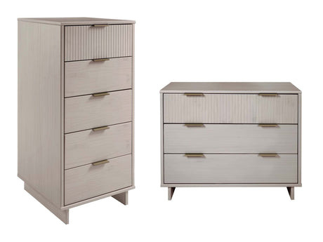 Granville 2-Piece Tall Narrow and Standard Dresser Set in Light Grey by Manhattan Comfort at Eve Furniture