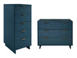 Granville 2-Piece Tall Narrow and Standard Dresser Set in Midnight Blue by Manhattan Comfort at Eve Furniture