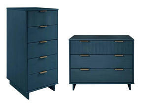 Granville 2-Piece Tall Narrow and Standard Dresser Set in Midnight Blue by Manhattan Comfort at Eve Furniture