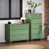 Granville 2-Piece Tall Narrow and Standard Dresser Set in Sage Green by Manhattan Comfort at Eve Furniture