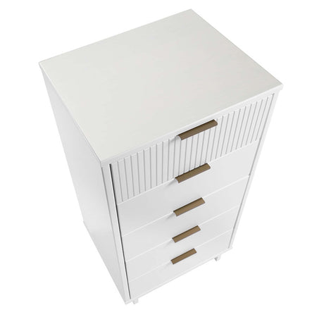Granville 2-Piece Tall Narrow and Standard Dresser Set in White by Manhattan Comfort at Eve Furniture