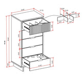 Granville 2-Piece Tall Narrow and Standard Dresser Set in White by Manhattan Comfort at Eve Furniture