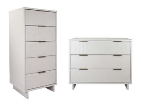 Granville 2-Piece Tall Narrow and Standard Dresser Set in White by Manhattan Comfort at Eve Furniture